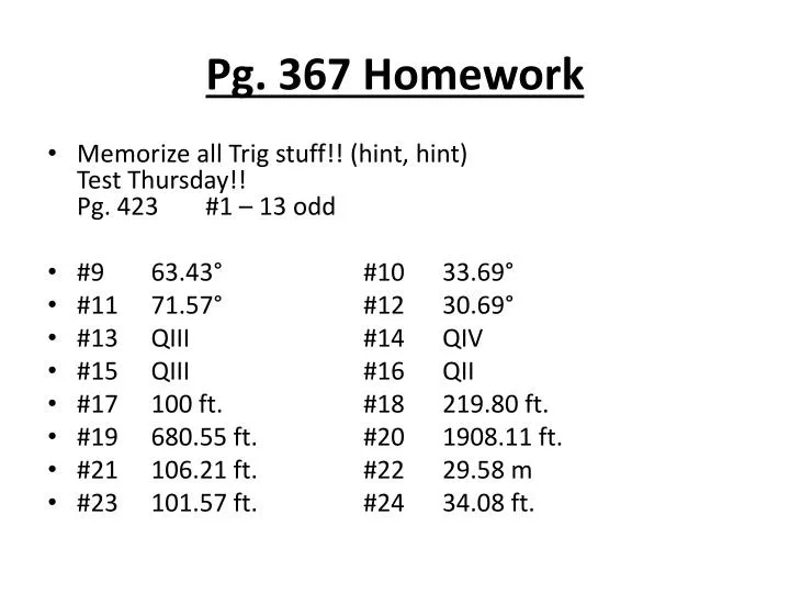 pg 367 homework