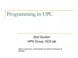 Programming in UPC