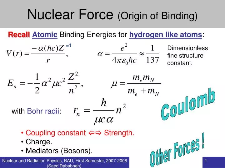 nuclear force origin of binding