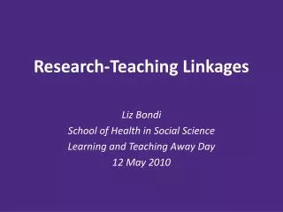 Research-Teaching Linkages