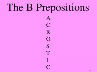 The B Prepositions