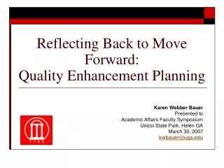Reflecting Back to Move Forward: Quality Enhancement Planning
