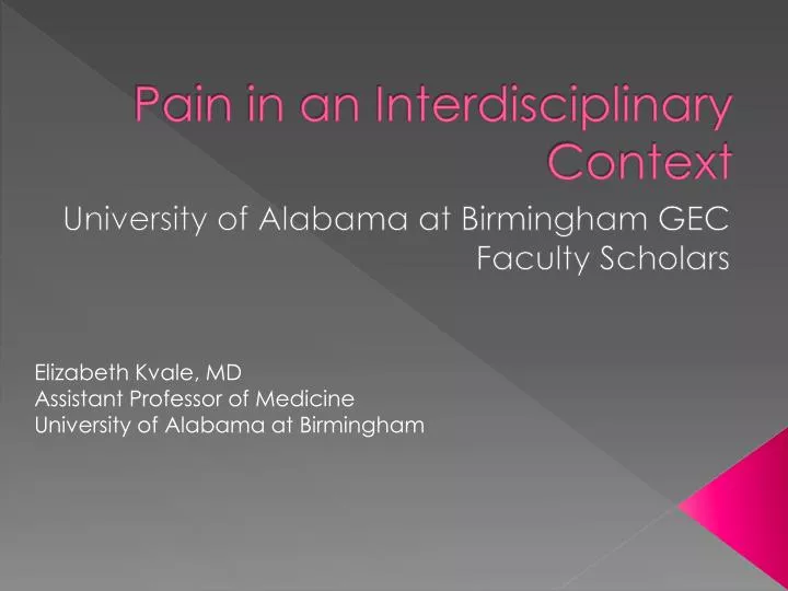 pain in an interdisciplinary context