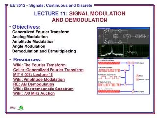 LECTURE 11: SIGNAL MODULATION AND DEMODULATION