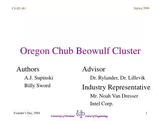 Oregon Chub Beowulf Cluster