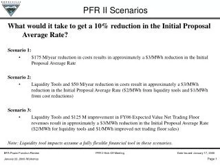 PFR II Scenarios