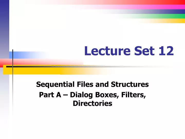 lecture set 12
