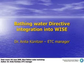 Bathing water Directive integration into WISE