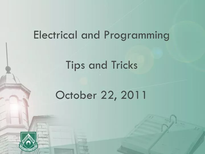 electrical and programming tips and tricks october 22 2011