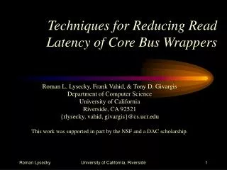 Techniques for Reducing Read Latency of Core Bus Wrappers