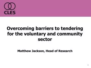 Overcoming barriers to tendering for the voluntary and community sector