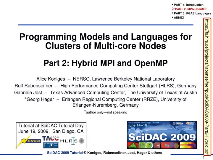 programming models and languages for clusters of multi core nodes part 2 hybrid mpi and openmp