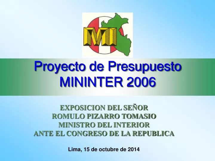 proyecto de presupuesto mininter 2006