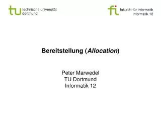 bereitstellung allocation