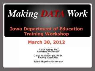 Iowa Department of Education Training Workshop March 30, 2012