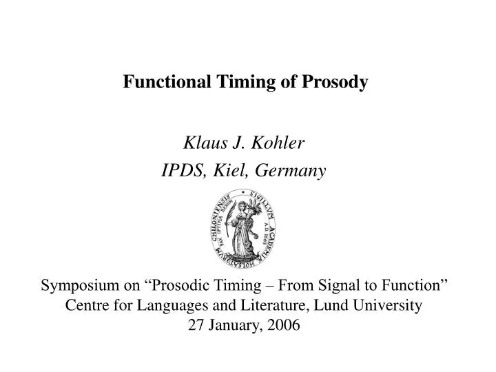 functional timing of prosody