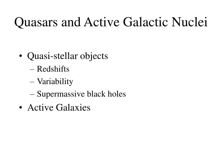 quasars and active galactic nuclei