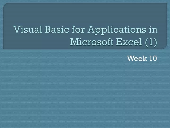 visual basic for applications in microsoft excel 1
