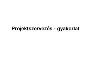 projektszervez s gyakorlat