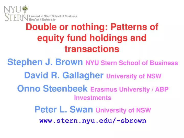 double or nothing patterns of equity fund holdings and transactions