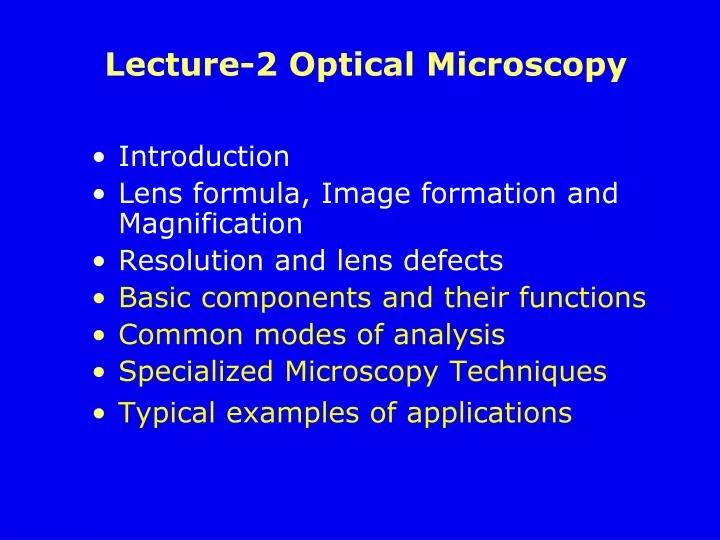 lecture 2 optical microscopy