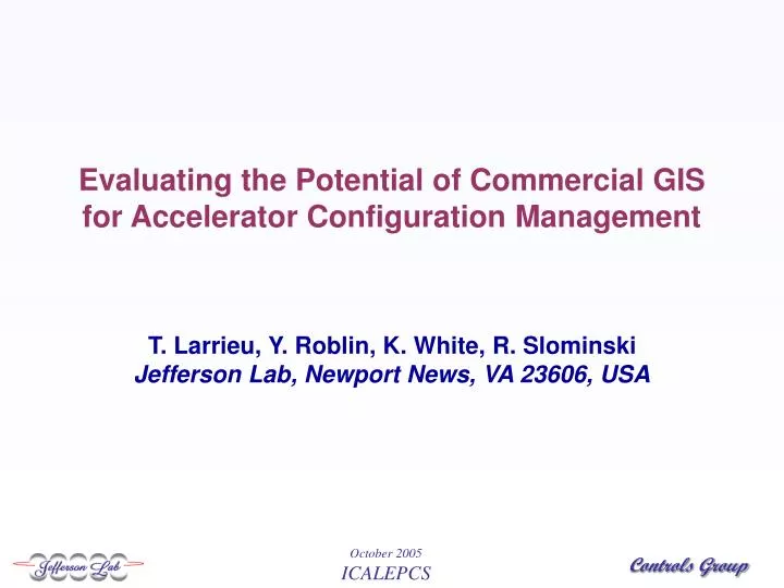 evaluating the potential of commercial gis for accelerator configuration management