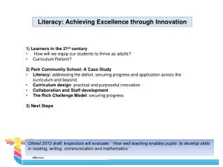 1) Learners in the 21 st century How will we equip our students to thrive as adults ?