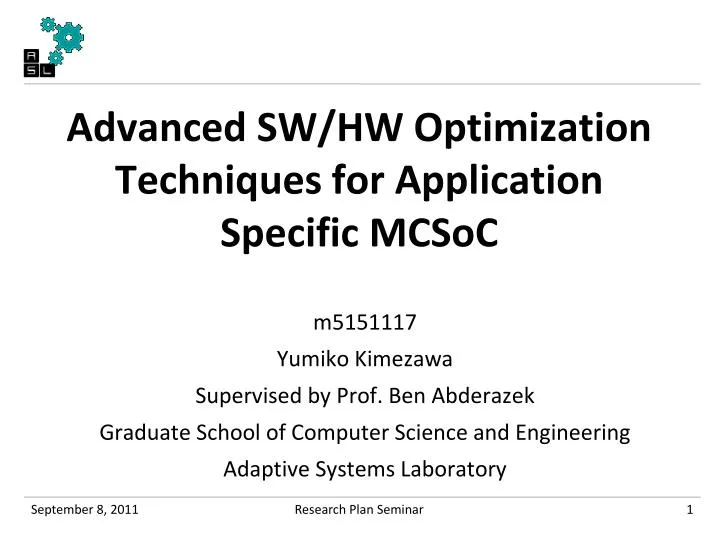 advanced sw hw optimization techniques for application specific mcsoc