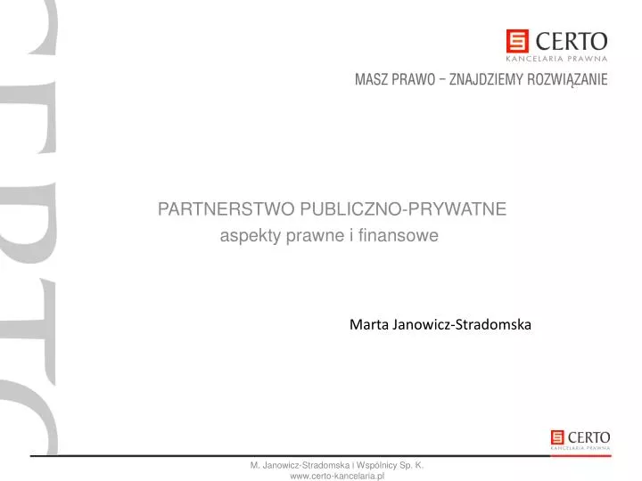 partnerstwo publiczno prywatne aspekty prawne i finansowe