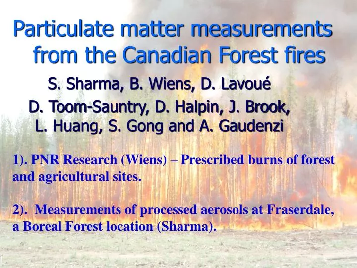 particulate matter measurements from the canadian forest fires