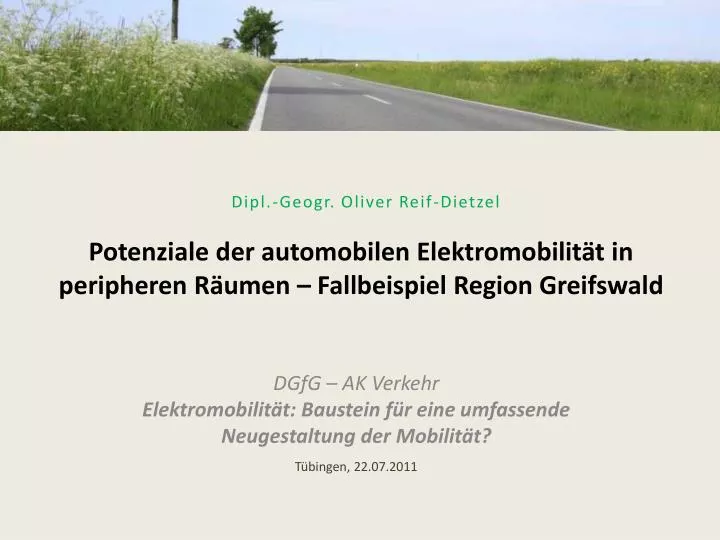 potenziale der automobilen elektromobilit t in peripheren r umen fallbeispiel region greifswald