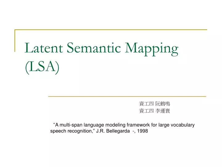 latent semantic mapping lsa