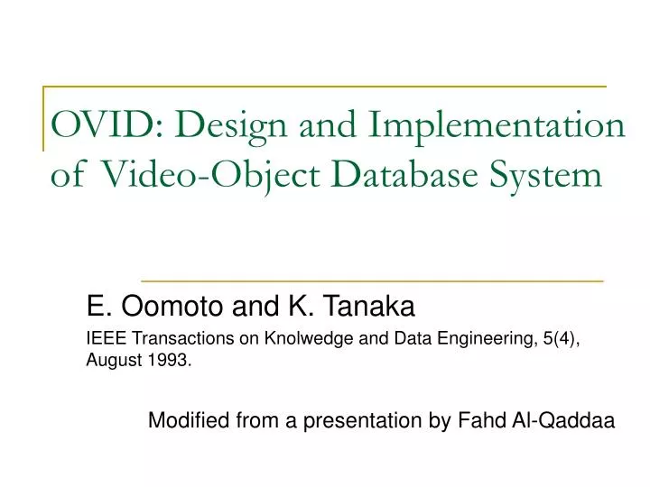 ovid design and implementation of video object database system