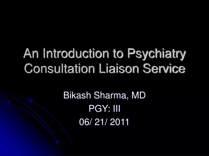 an introduction to psychiatry consultation liaison service