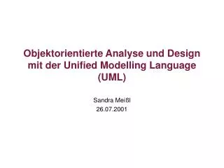 objektorientierte analyse und design mit der unified modelling language uml