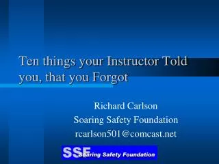 Ten things your Instructor Told you, that you Forgot