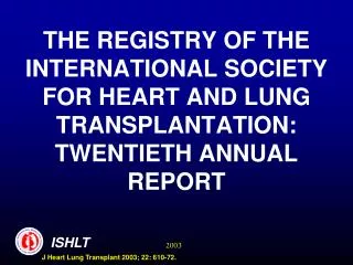 Major Contributors to the ISHLT Transplant Registry