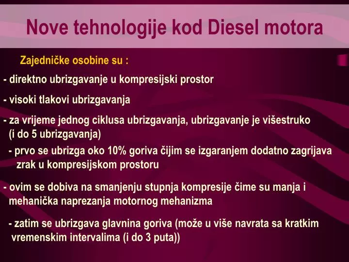 nove tehnologije kod diesel motora