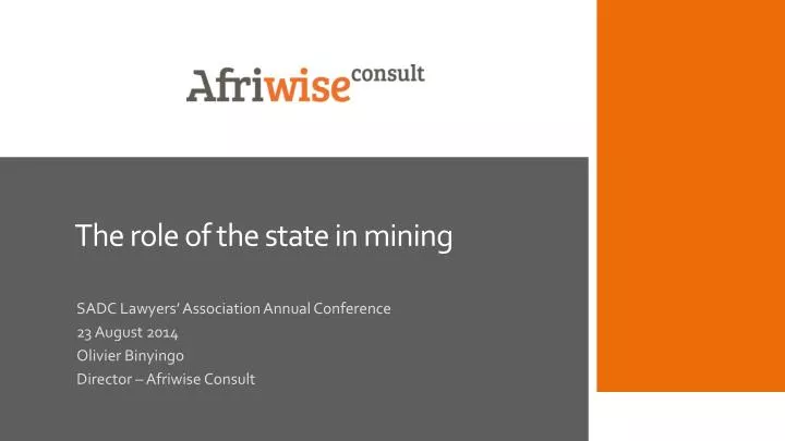 the role of the s tate in mining