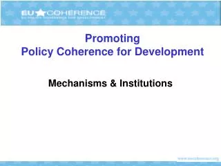 Promoting Policy Coherence for Development