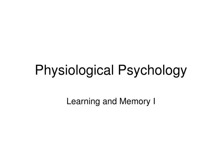 learning and memory i