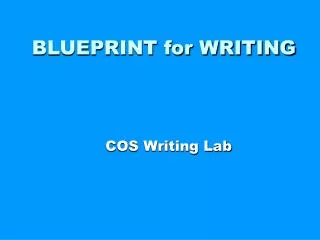 BLUEPRINT for WRITING