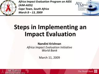 Steps in Implementing an Impact Evaluation