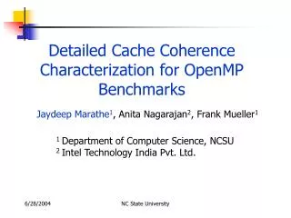 Detailed Cache Coherence Characterization for OpenMP Benchmarks