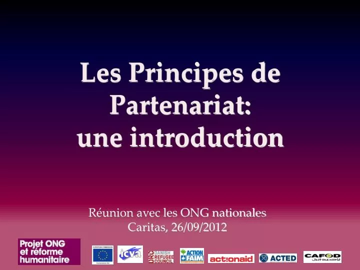 les principes de partenariat une introduction