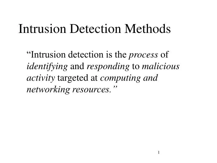 intrusion detection methods