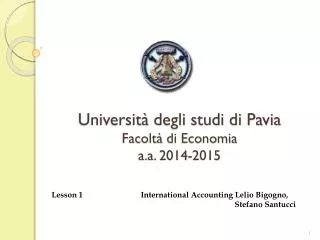 Università degli studi di Pavia Facoltà di Economia a.a. 2014-2015