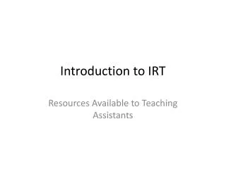 Introduction to IRT