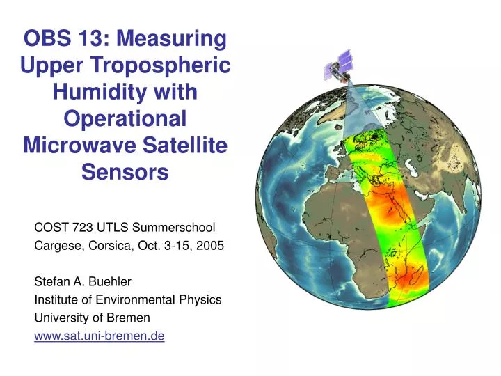 obs 13 measuring upper tropospheric humidity with operational microwave satellite sensors