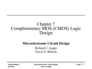 Chapter 7 Complementary MOS (CMOS) Logic Design